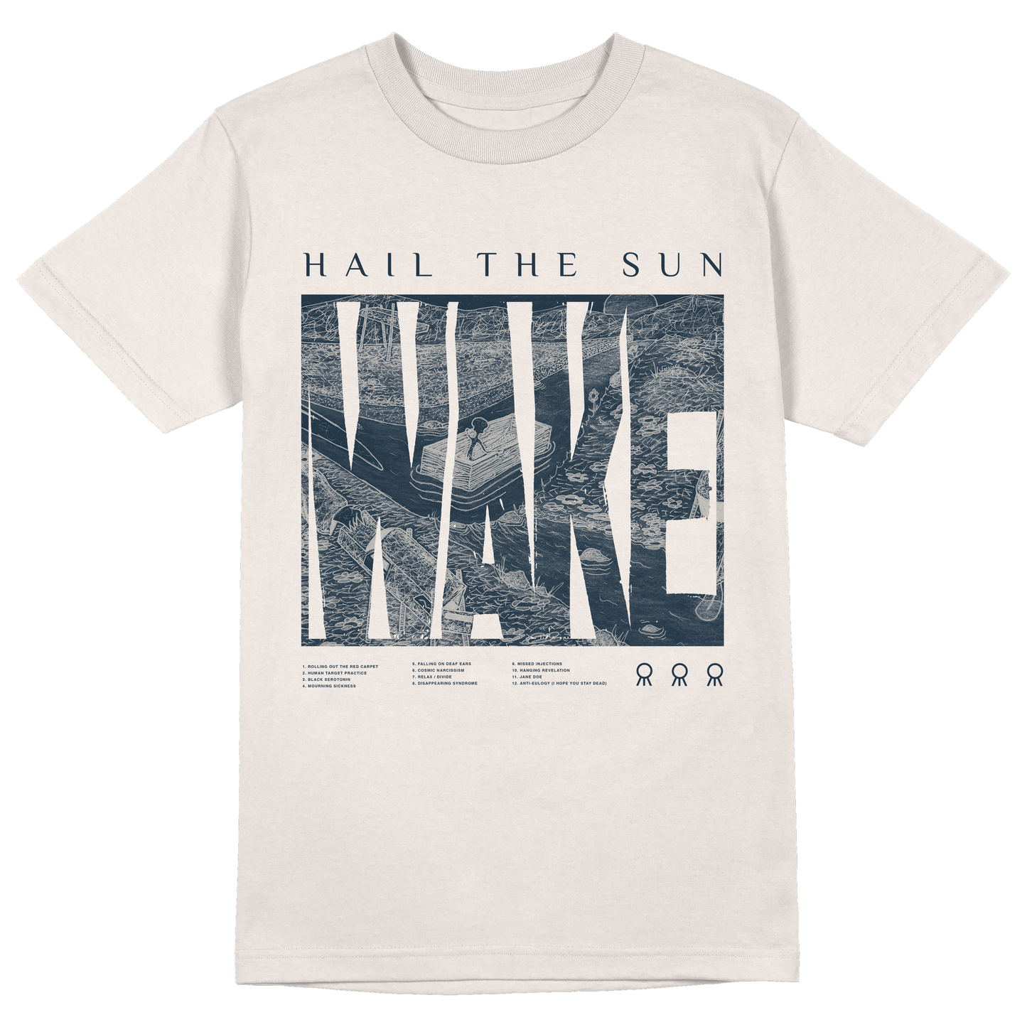 White & Navy "Wake" Tracklist Tee