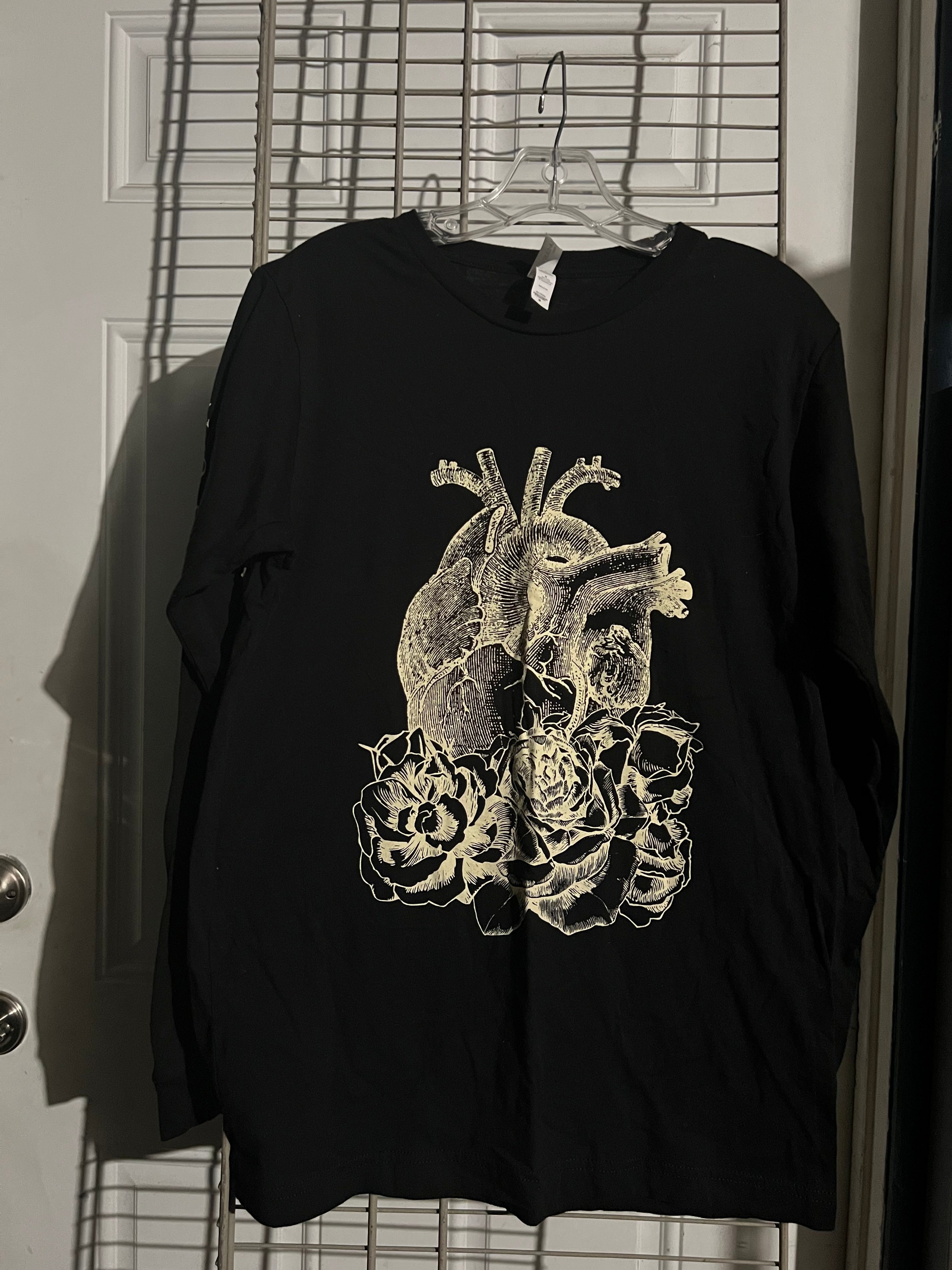 Heart and Rose Tee on Black
